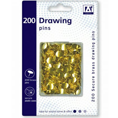 Gold drawing pins 200 pack