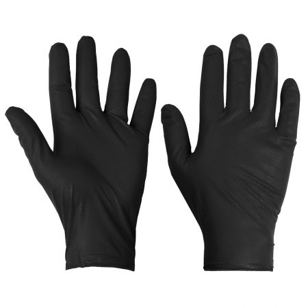Supertouch Orange Disposable Nitrile Diamond Grip Gloves Black