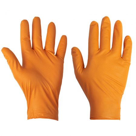 Supertouch Orange Disposable Nitrile Diamond Grip Gloves Orange