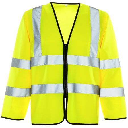 Supertouch Hi Vis Yellow Long Sleeved Zip Vest with ID & Phone Pocket