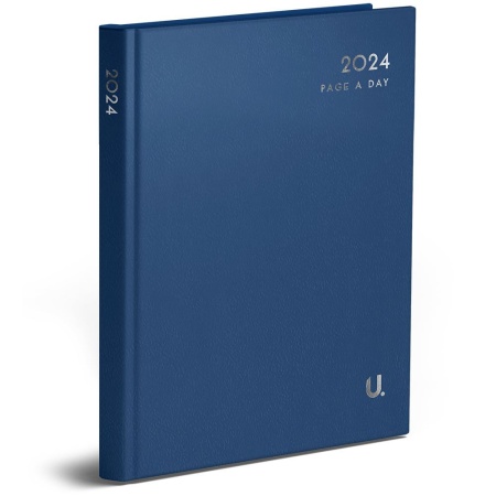 U. 2024 A5 Hardback Page a Day Diary - Blue