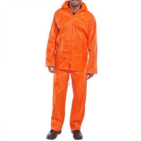 hi vis orange nylon waterproof suit