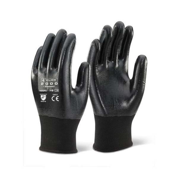 Click full nitrile coated work gloves in black