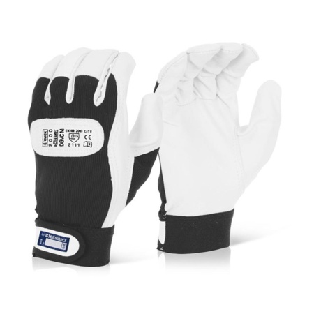 Click white drivers gloves with velcro cuff