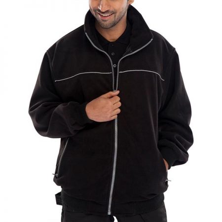 click workwear endeavour fleece zip-up jacket in black