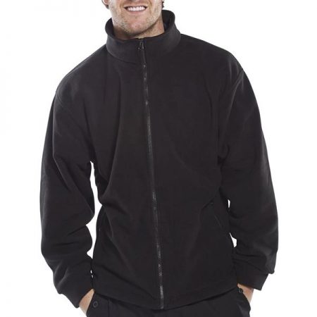 click workwear fleece zip-up jacket in black