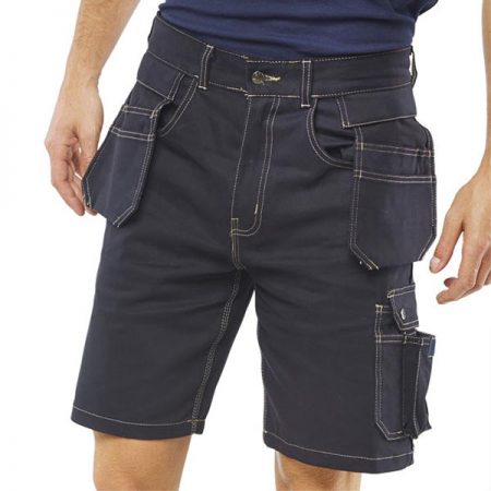 click workwear grantham multi-purpose pocket shorts in navy