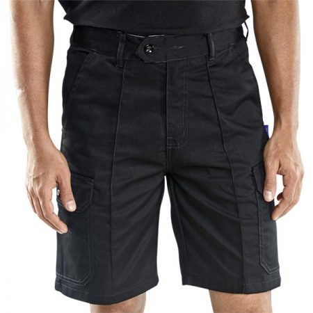 click workwear combat shorts in black