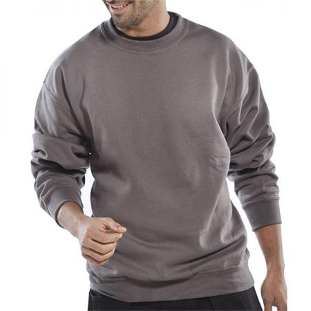 click workwear polycotton sweatshirt in grey