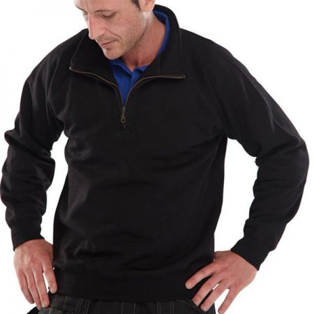 click workwear quarter zip sweatshirt in black