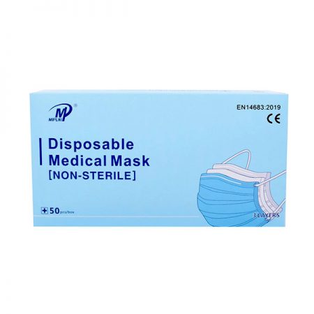 medical grade disposable face masks in packaging