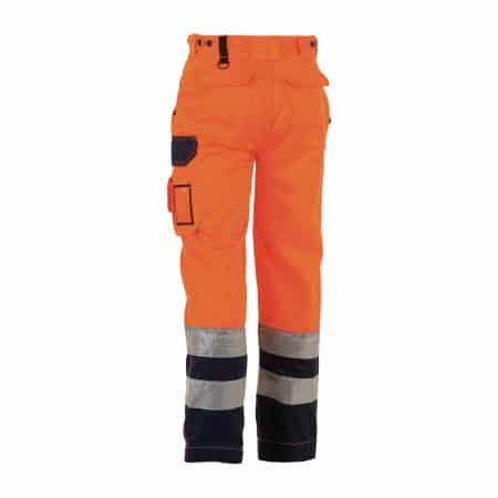 herock olympus orange and navy hi vis trousers reverse